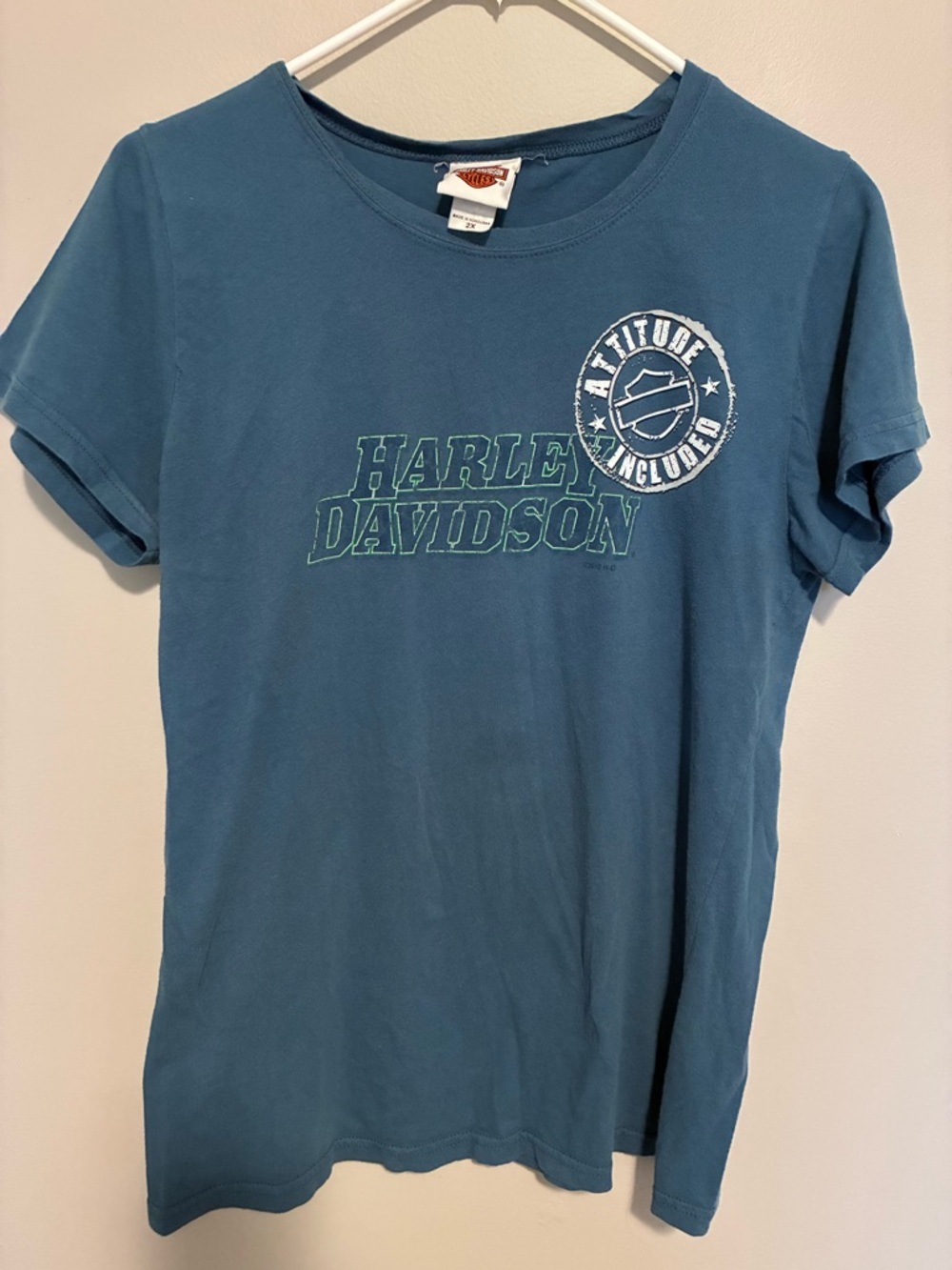 Harley-Davidson Women’s Blue Crew Neck Tee with Logo Tag
